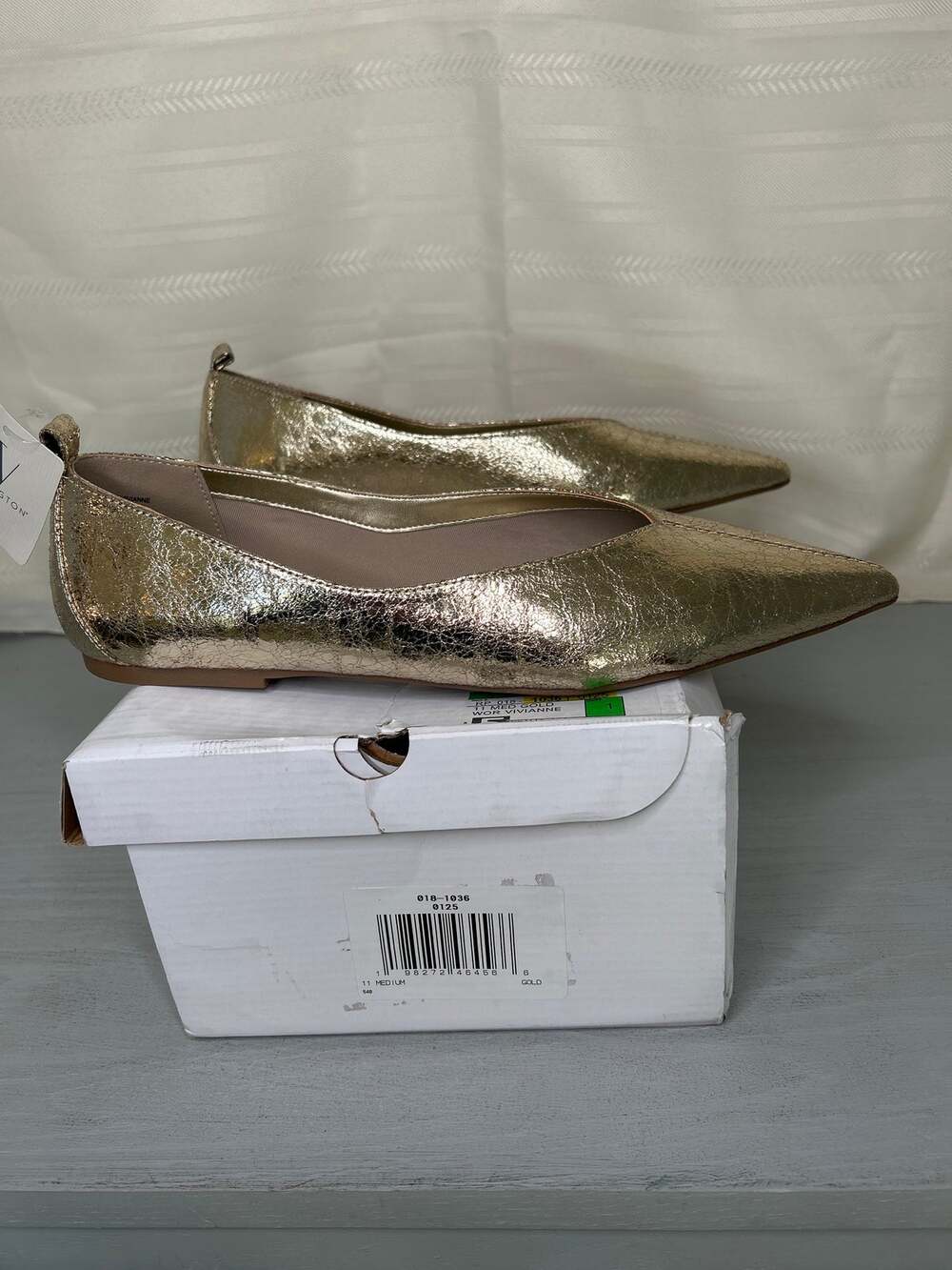 Worthington Vivianne Women's Gold Pointed Toe Ballet Flat Slip-On Shoe Size 11 M